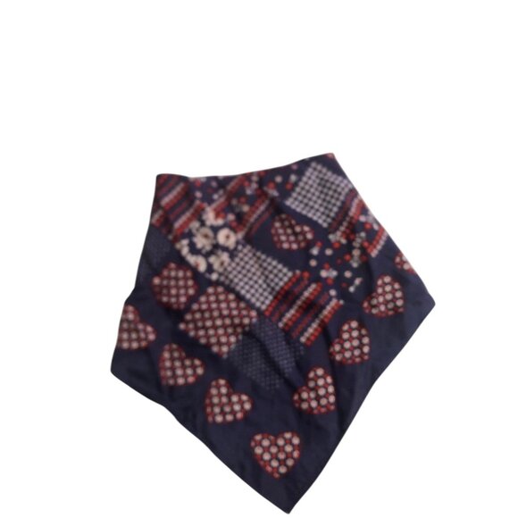 Red White Blue Multi Print Floral Heart Neck Scarf Patriotic USA America - Picture 15 of 16